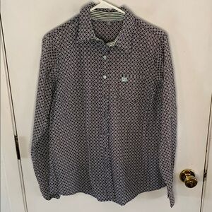 Cinch indigo and white long sleeve western button down shirt Size XL